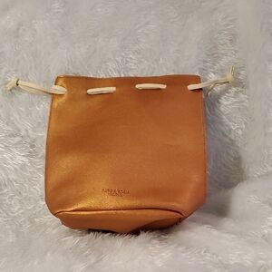 Elegant Bronze Leather Drawstring Gift Bag